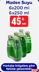 MADEN SUYU 6X200 ML/6X250 ML fiyat ve kampanya bilgisi